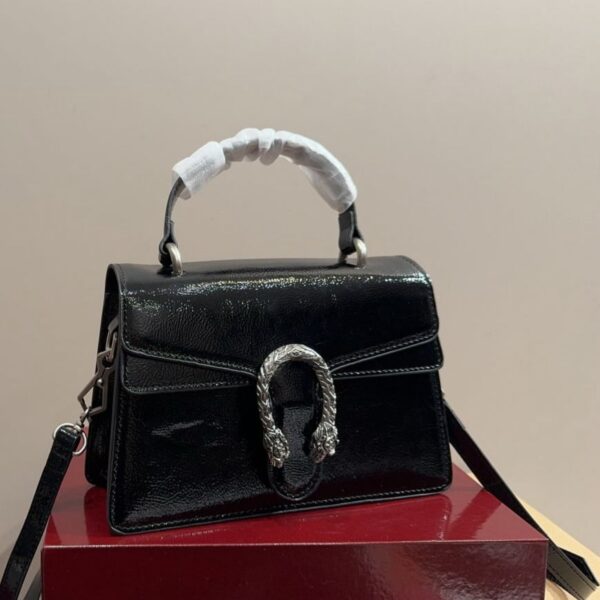 GG Dionysus Top Handle Black Shinny Handbag (With Box)