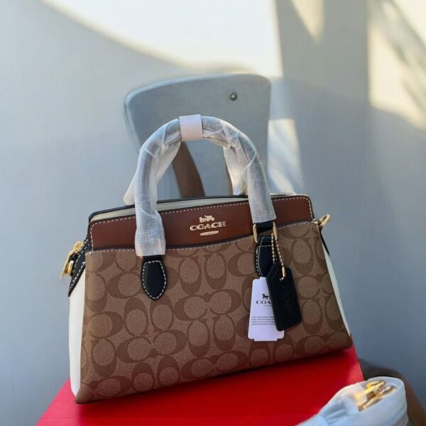 Coach Darcie Carryall Apricot Brown Medium Handbag (With Box)