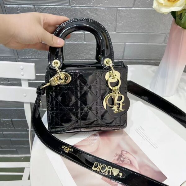 Lady CD Black Patent Small Handbag (With Box)
