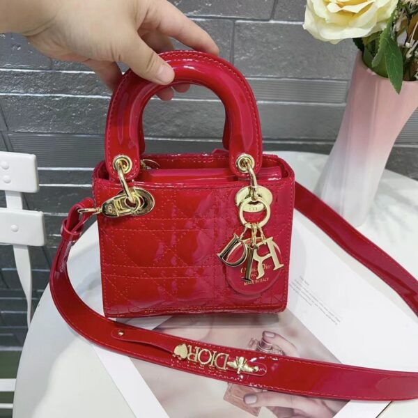 Lady CD Red Patent Small Handbag (With Box)