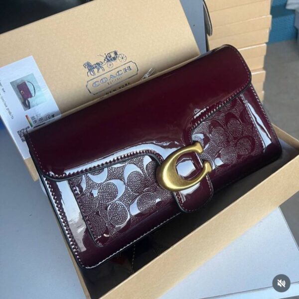 Coach Tabby 26 Patent Wine Shoulder Bag (With Box)