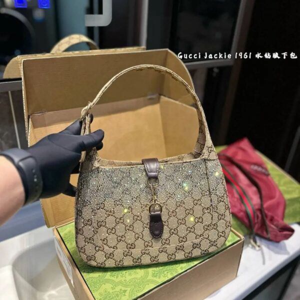 GG Jackie Notte Trimmed Crystal Embellished Premium Quality Handbag (With Box)