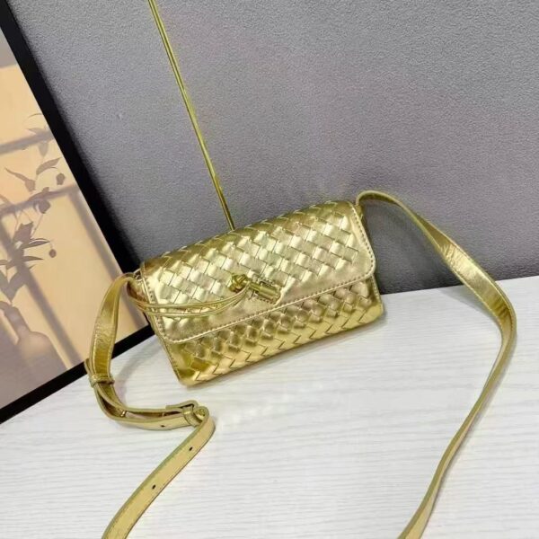 Bottega Veneta Andiamo Golden Crossbody Bag (With Box)