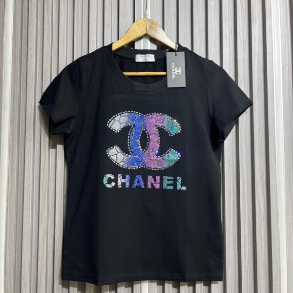 CC Black 3D Logo Tshirt For Women