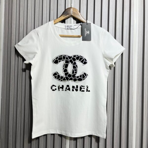 CC White 3D Logo Tshirt For Women