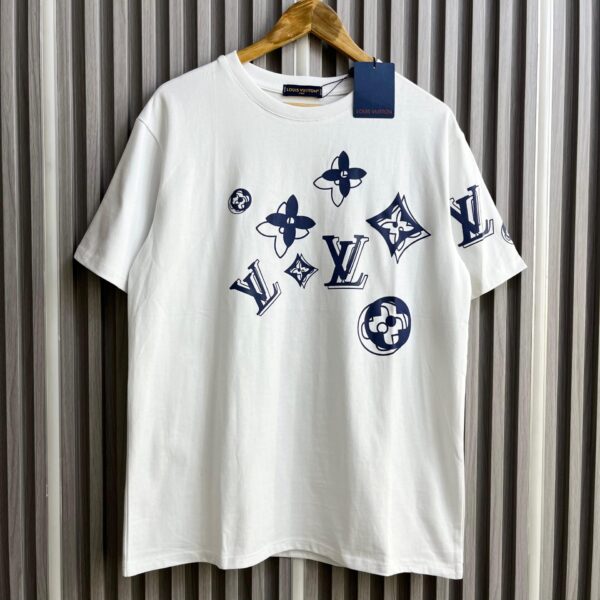 LV White Printed Oversized T-shirt  For Women