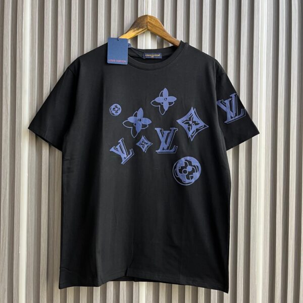 LV Black Printed Oversized T-shirt  For Women
