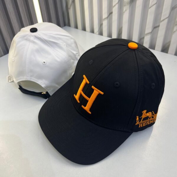 Hermes Black Orange Baseball Cap