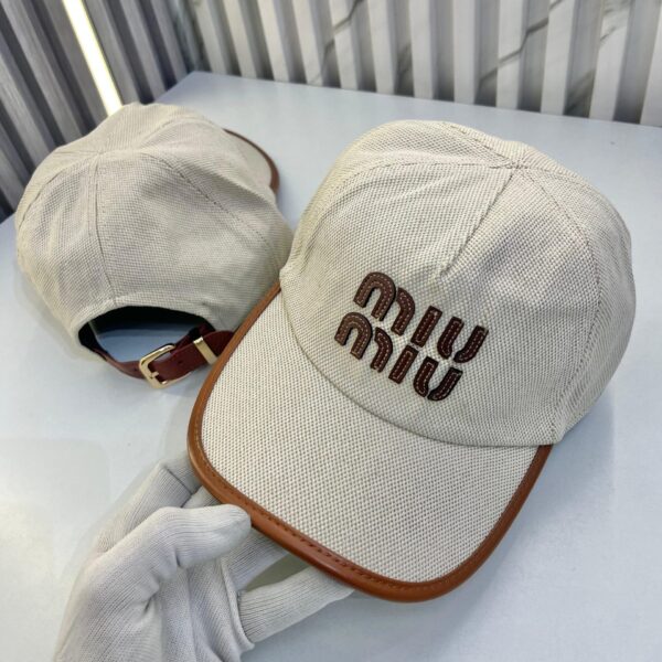 Miu Miu Beige Canvas Baseball Cap