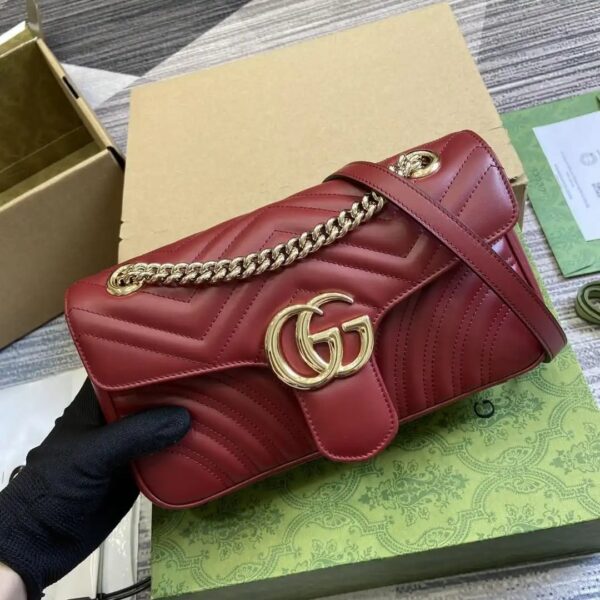 GG Matelasse Marmont Wine Color Sling Bag (With Box)