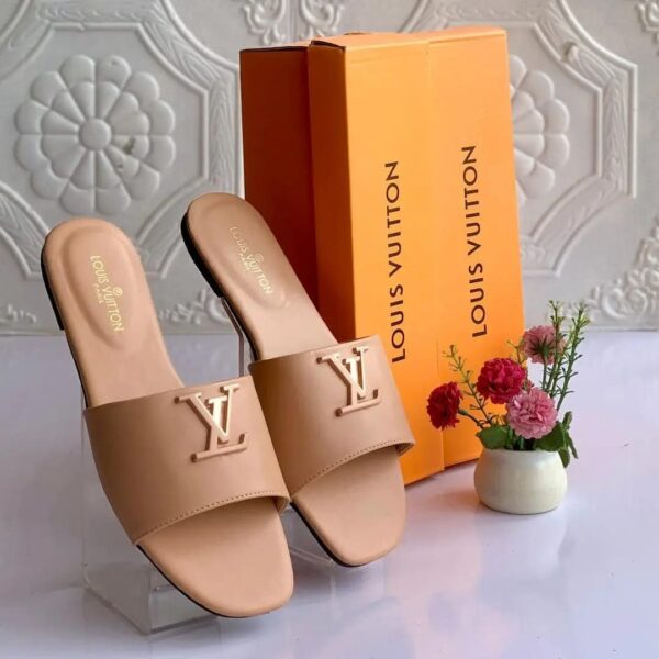 LV Beige Slip On Slide For Women