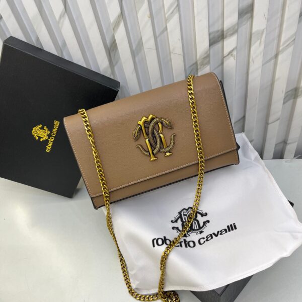 Roberto Cavali Mirror Snake Khaki Sling Bag (With Box)