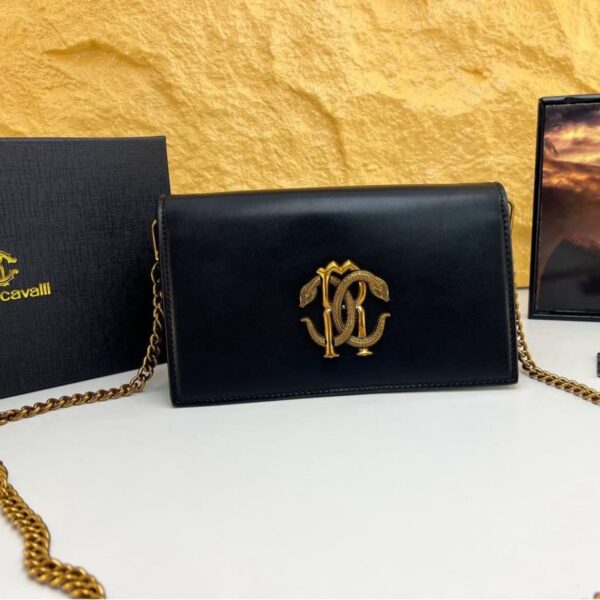 Roberto Cavali Plaque Black Sling Bag (With Box)