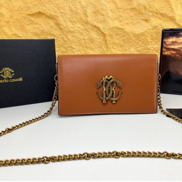 Roberto Cavali Plaque Brown Sling Bag (With Box)