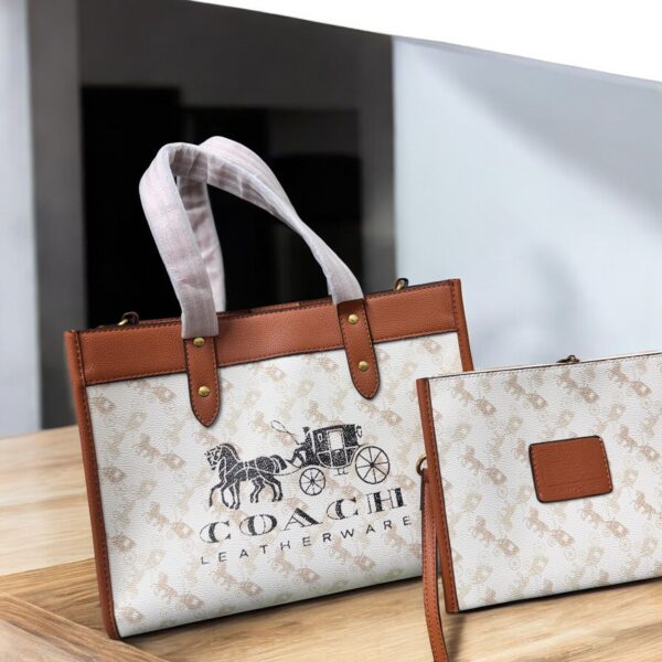 Coach Leatherware Beige Brown Field Tote (With box)