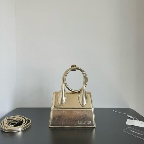 Jacquemus Chiquito Glossy Gold Handbag (With Box)