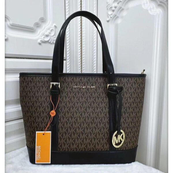 MK Jet set Coffee Black Medium Tote
