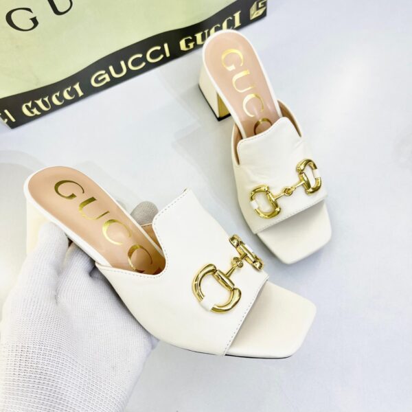 GG Alpha Horsebit White Mules
