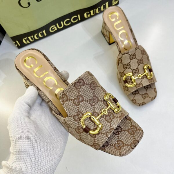 GG Alpha Horsebit Canvas Mules