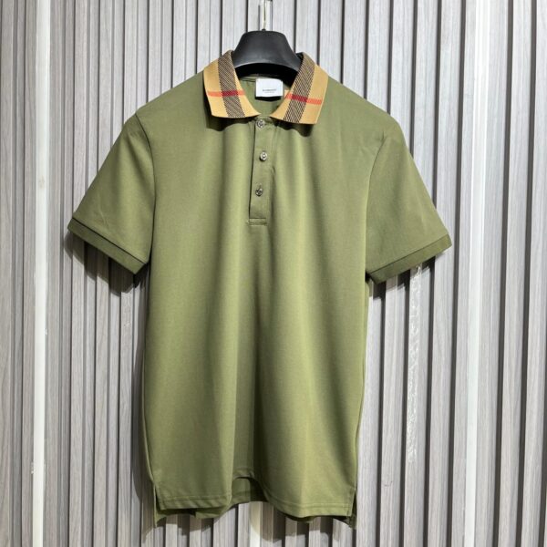 Burberry Check collar Olive green colour Men’s Polo Tshirt