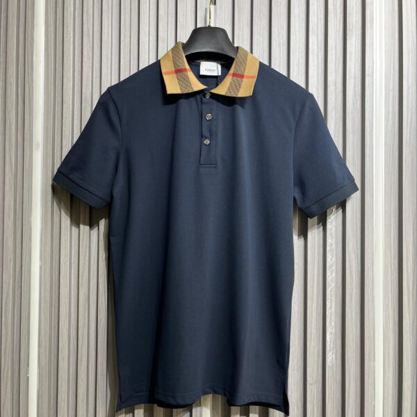 Burberry Check collar Blue Men’s Polo Tshirt