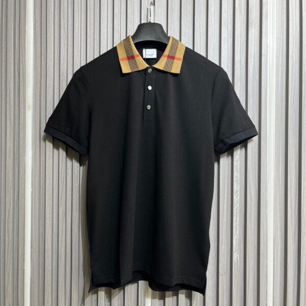 Burberry Check collar Black Men’s Polo Tshirt