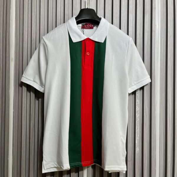 GG Web-Stripe White Men’s Polo Tshirt