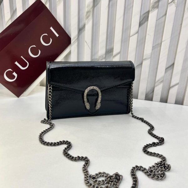 GG Dionysus Black Shinny Small Sling Bag (With Box)