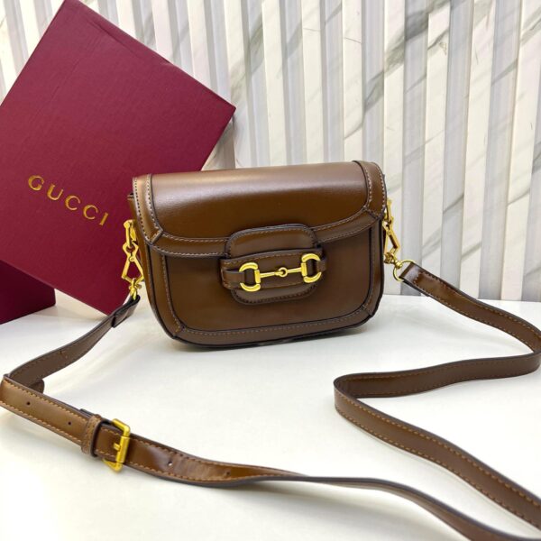 GG Mini 1955  Brown Horsebit Sling Bag (With Box)