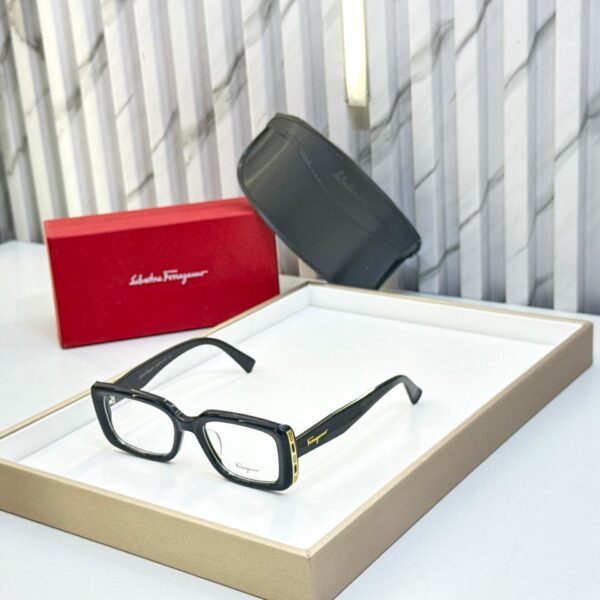 Salvatore Ferragamo Rectangular Unisex Black Eyeglasses