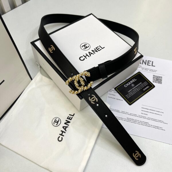 CC Black Pearl Embellished CC Logo Buckle Belt