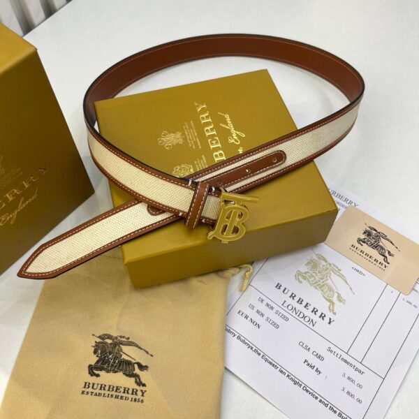 Burberry Canvas & Leather TB Monogram Buckle Belt