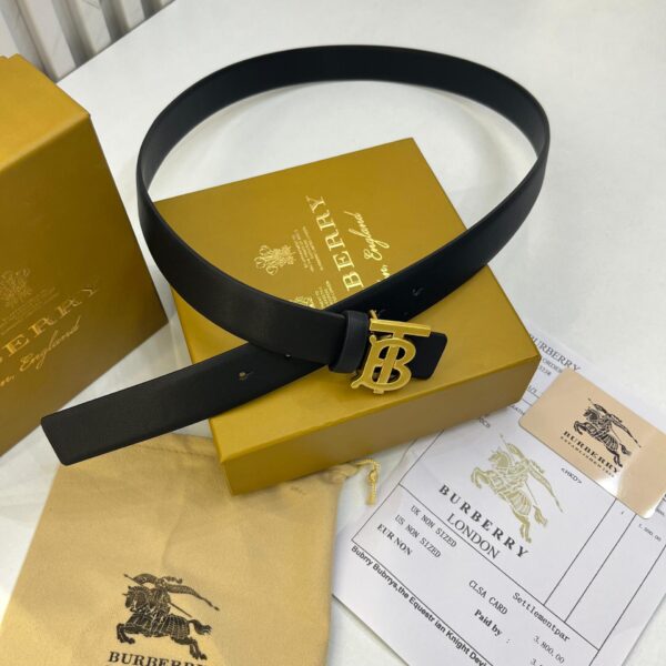 Burberry Black TB Monogram Buckle Belt