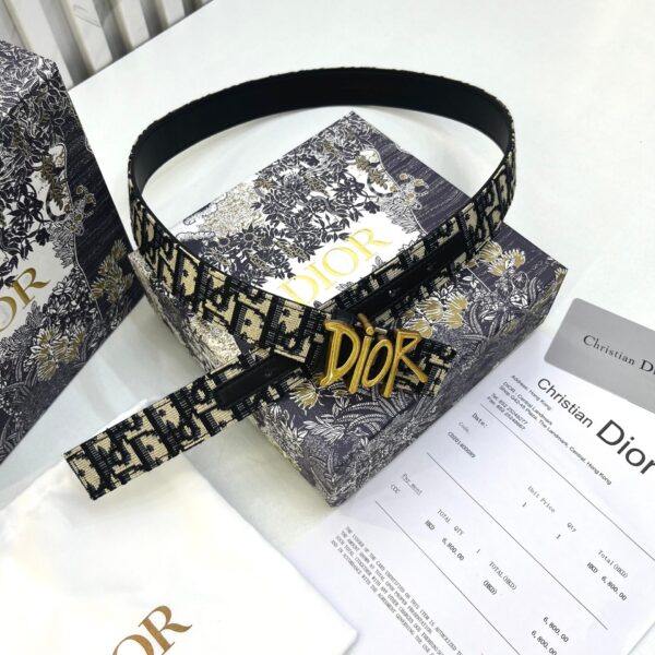 CD Oblique Canvas Gold Logo Buckle Belt