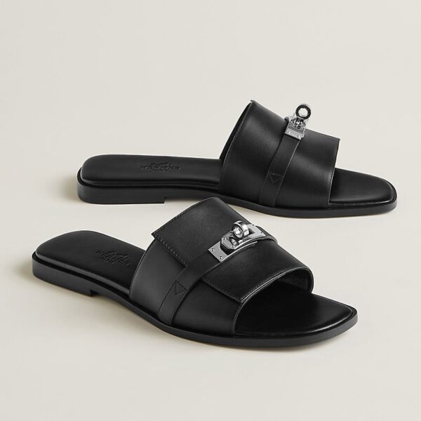 Hermes Giulia Black Slide Sandal