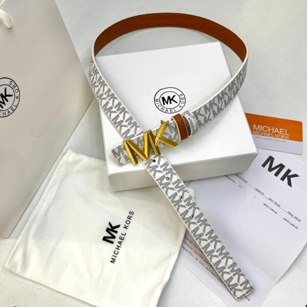 MK Signature Logo White and brown reversible  Belt