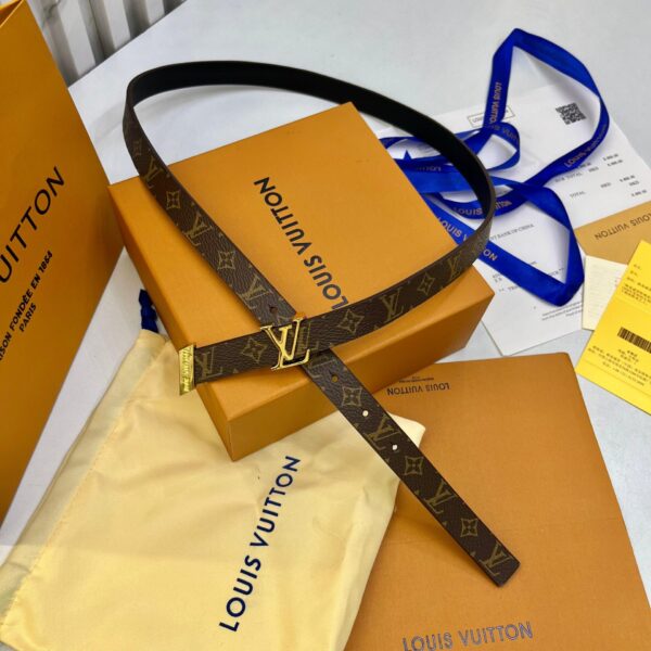 LV Initiales Monogram With Gold LV Buckle Women’s Belt
