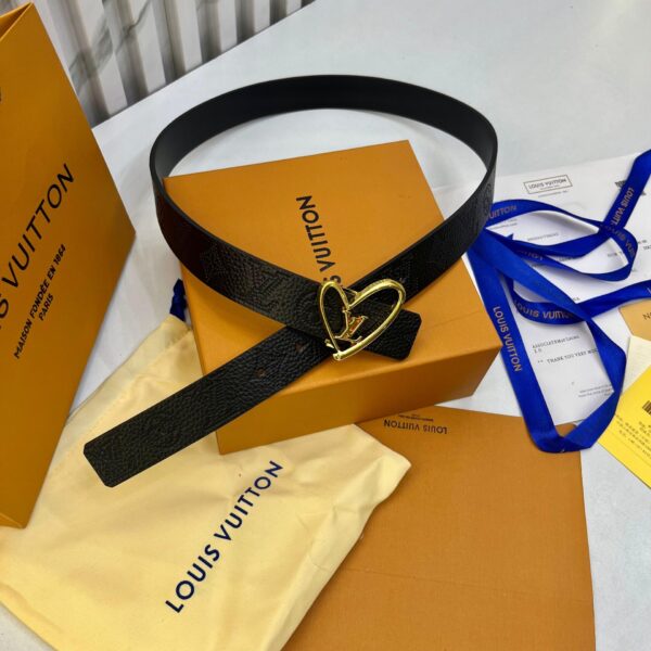 LV Embossed Black Heart Buckle Belt