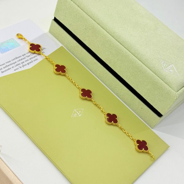 Van Cleef Alhambra Red Clover Gold Color Bracelet